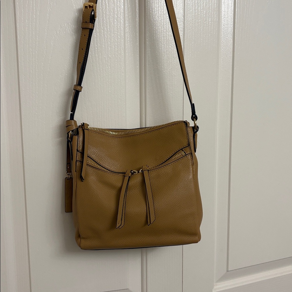 Vince Camuto Gold and Tan Leather Accent 9 inch long 10 inch across 2 inch wide